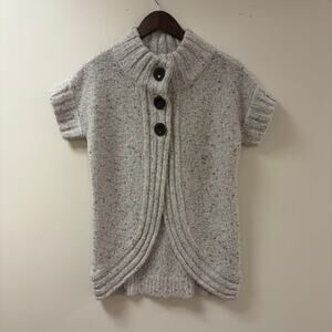 Decree Short Sleeve Chunky Knit Mock Neck Cardigan CabinCore Granola Morikei Med